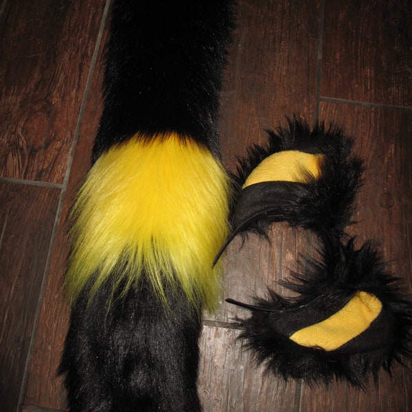 Pokemon Yellow Umbreon shag faux fur ears, tail, sold separately or as a set Costume accessories