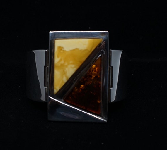 Incredible mid-century modern Amber and sterling c