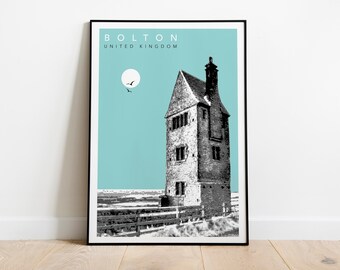 Bolton Travel Poster - Blue