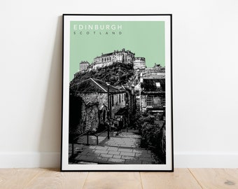Edinburgh Castle travel poster - green