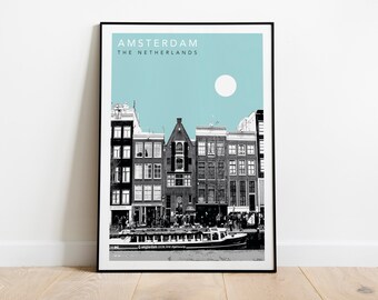 Amsterdam, The Netherlands Travel Poster