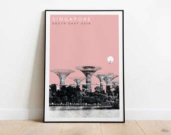 Singapore Travel Poster - Pink