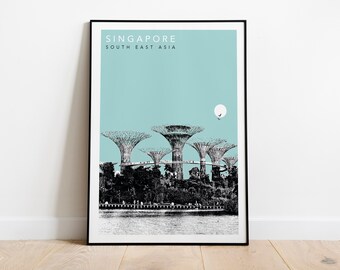 Singapore Travel Poster - Blue