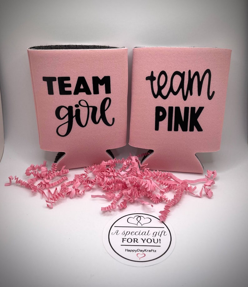 Gender Reveal/ Baby Shower Koozies Team Girl/ Team Boy/ Team Pink/ Team
