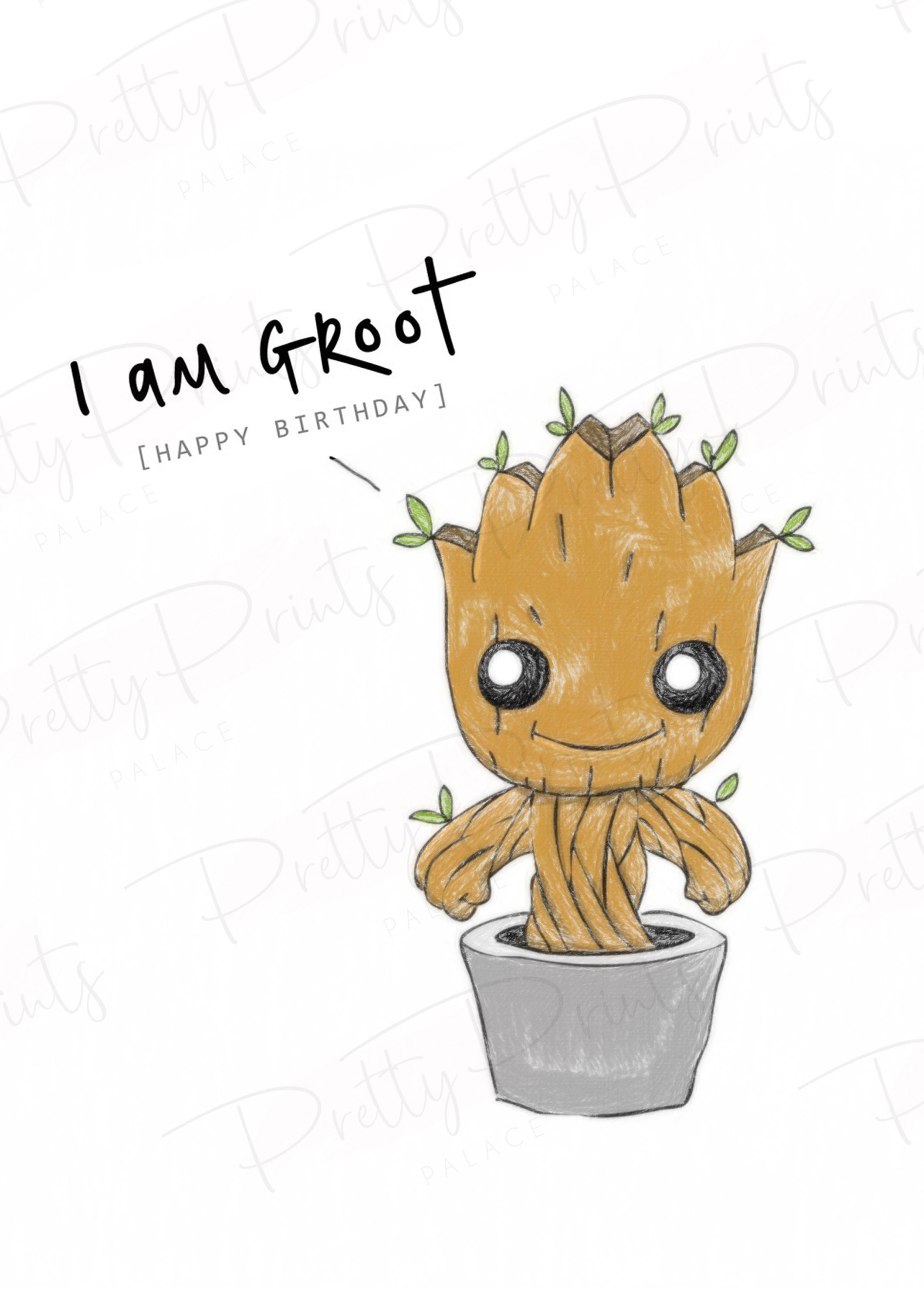 Je Suis Groot Joyeux Anniversaire Marvel Gardiens De La Etsy