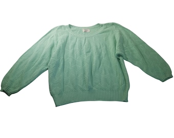 Suéter de punto de algodón italiano Benetton L Chic, corto, abierto, de punto, minimalista