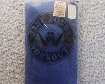 Jane Fonda Workouts 06764 Womens Small Stirrup Tights Royal Blue Vintage 80s