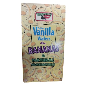 VTG Keebler Store Display Sign Banana Pudding & Club Crackers Double Sided 13x25