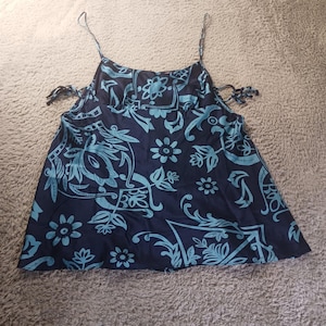 Victorias Secret Floral Cami Tank Top Tie Side Sleeveless Silk Y2K Vtg Womens L