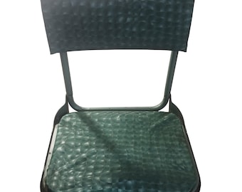 Vintage Folding Stadium Bleacher Seat Metal Vinyl Portable Carry Handle READ