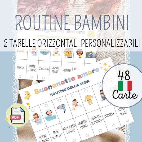 ROUTINE GIORNALIERA per bambini in Italiano, Tabella stampabile, Organizzazione giornata, Schede di routine, Programma Visivo, Stampabile