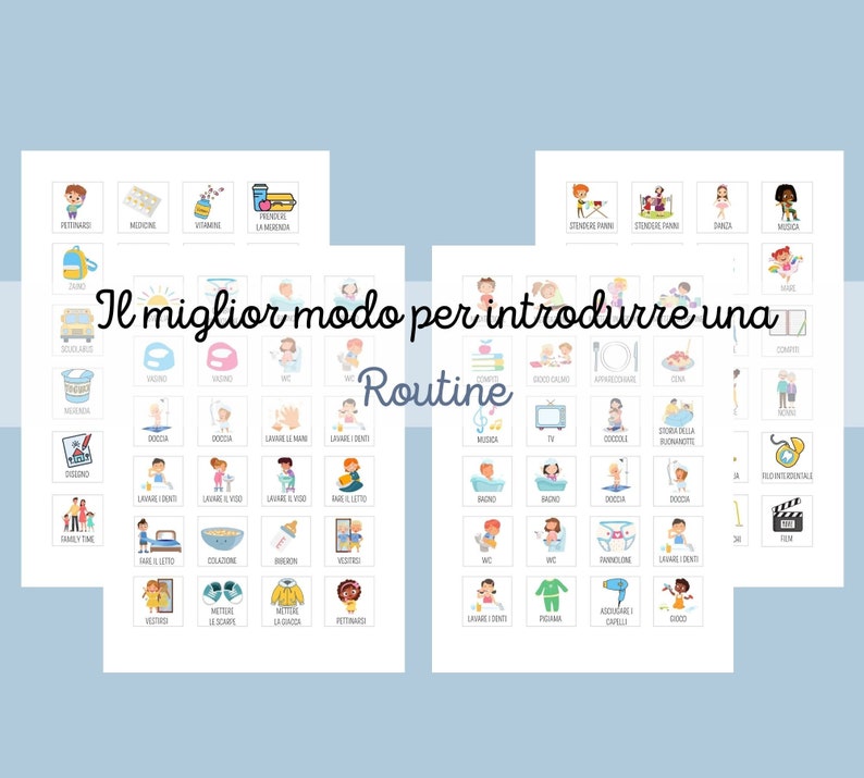 ROUTINE GIORNALIERA per bambini in Italiano, Tabella stampabile, Organizzazione giornata, Schede di routine, Programma Visivo, Stampabile immagine 2