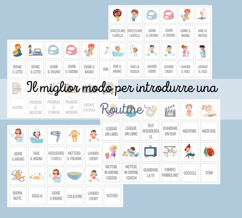 ROUTINE GIORNALIERA per bambini in Italiano, Tabella stampabile, Organizzazione giornata, Schede di routine, Programma Visivo, Stampabile immagine 3