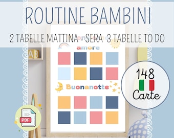 ROUTINE GIORNALIERA per bambini in Italiano, Tabella stampabile, Organizzazione giornata, Schede di routine, Programma Visivo, Stampabile