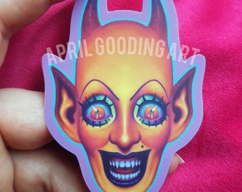 Halloween creepy Devil waterproof sticker - Matte finish - Dark Artwork - decorate laptops, phone cases, water bottles, notebook's etc