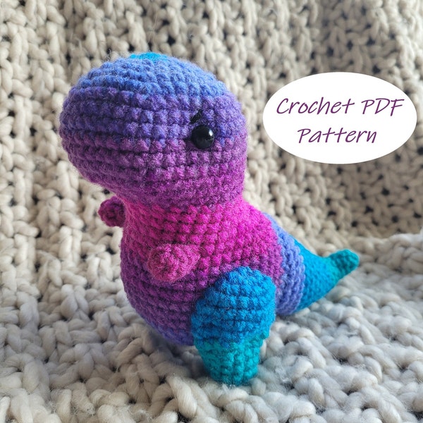 Patrón de crochet del pequeño T-rex enojado