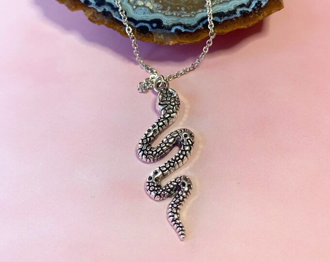 Silver Snake Charm Necklace