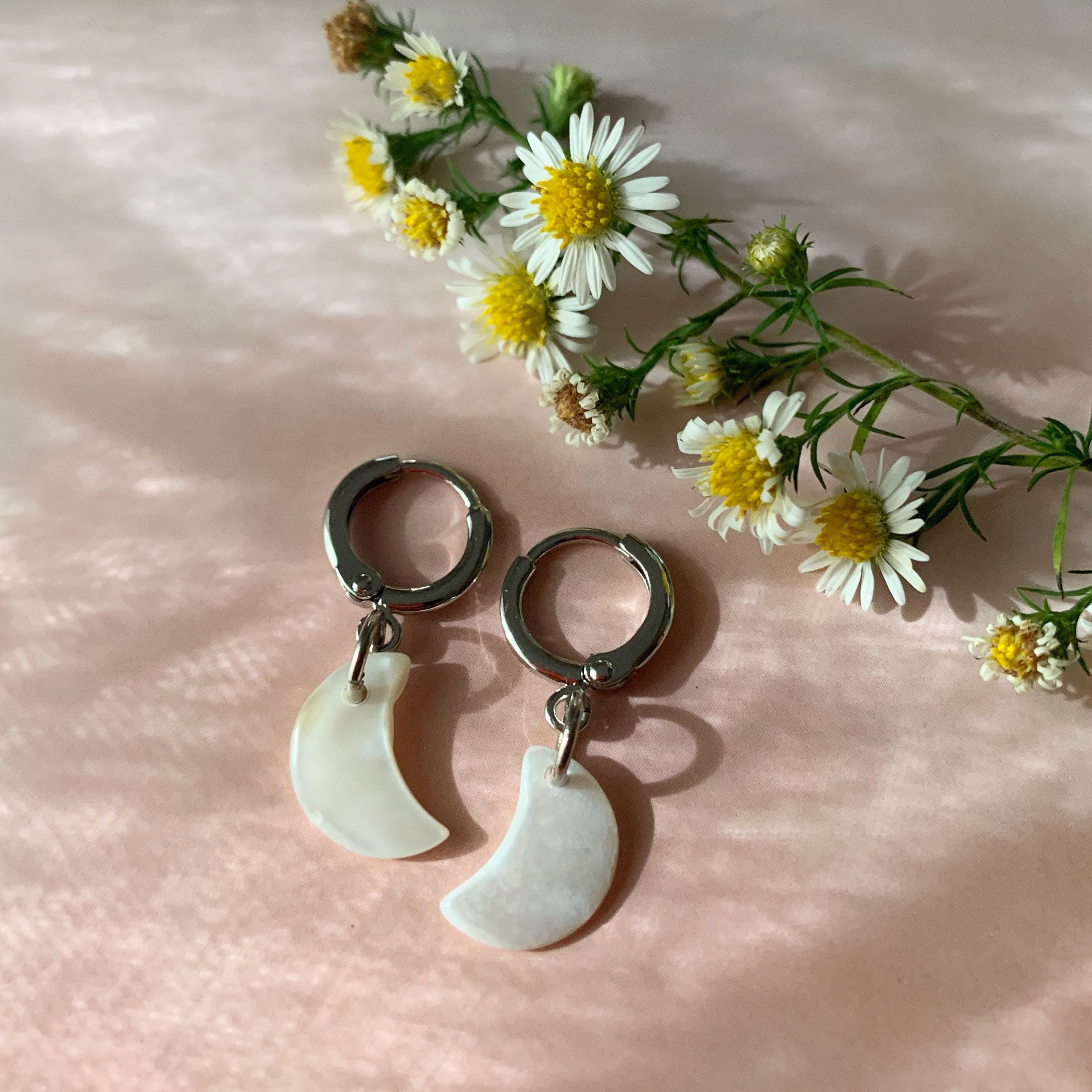 Pearl Moon Earrings - Etsy Pearl Moon Earrings - Etsy