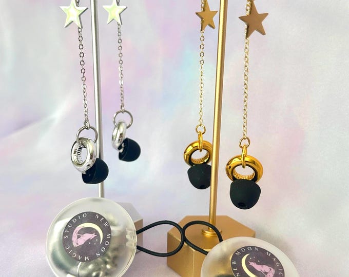 Earplug Earrings with Huggie Hoop | Concert Festival Ear Protection | Rolo Chain Loop Earrings