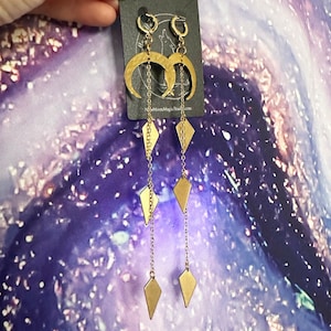 Long Dangle Moon Earrings