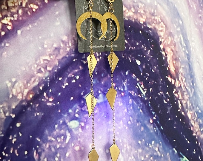 Long Dangle Moon Earrings