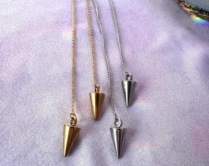 Stainless Steel Spike Threader Earrings | Pull Through Chain Pendulum Earrings |  Unique Lightweight Threaders