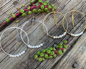 Freshwater Pearl Hoops | Spring Statement Jewelry | Lightweight Hoop Earrings | Elegant Wedding Earrings