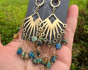 Rough Azurite Dangle Earrings