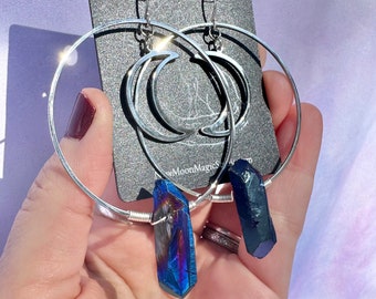 Mystery of the Moon Iridescent Quartz Hoops