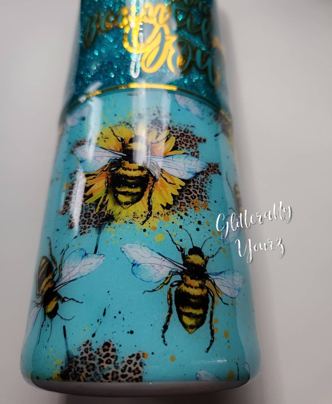 Stunning Glitter Bee, Glitter Tumbler, 30oz Skinny, Ready to Ship