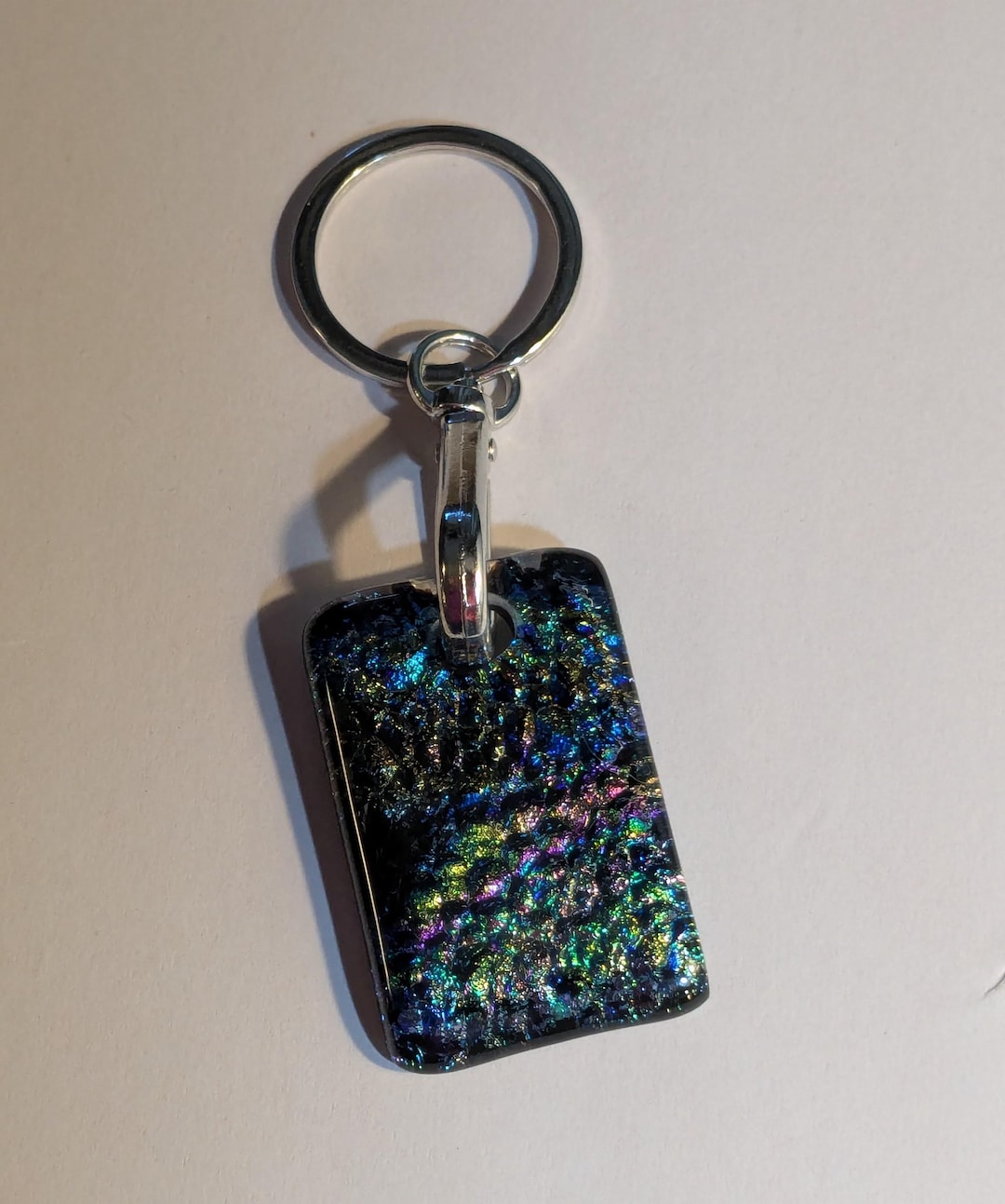 Graphite Color Key Chain Keychain: Multi-color Dichroic Fused Glass Key Chain---item KC281 - Etsy