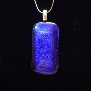 Blue sparkling dichroic fused glass pendant---Item 308