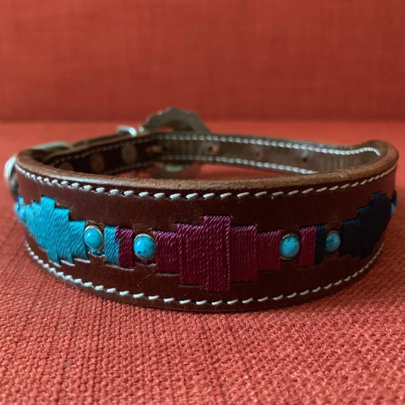 Leather embroidered dog collars Clearance