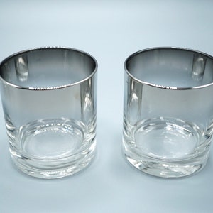 1950s Vitreon Queen’s Lustreware in Silver Ombré, Lowball Glasses; (1) Pair