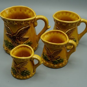 Chadwick Ceramic Measuring Cup Set with American Eagle Design, Previously Owned