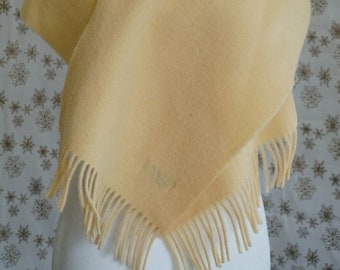 Irish Woolen Scarf in Pale Yellow, 100% Woven Wool Fabric, Made in Ireland, Previously Owned