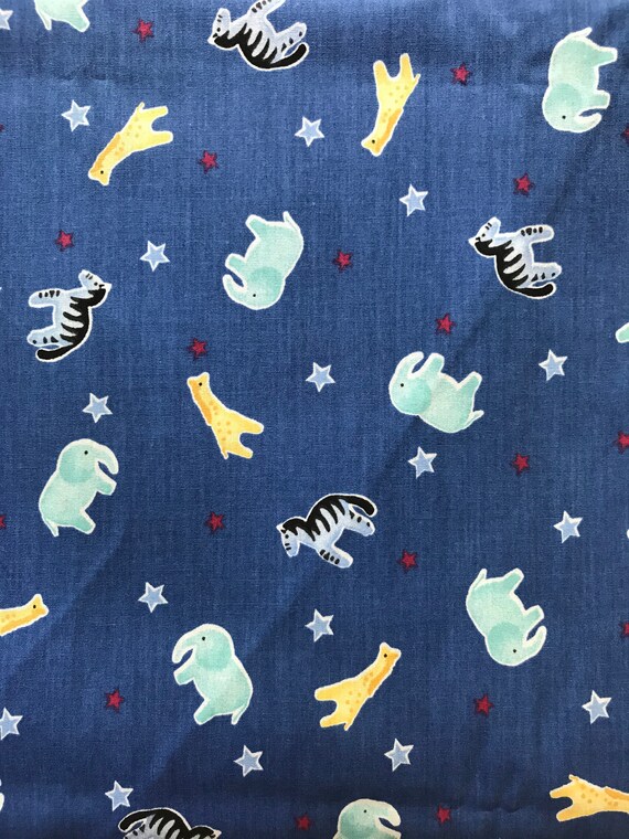 Vintage Children's Quilting Fabric Baby Animals Pattern Etsy