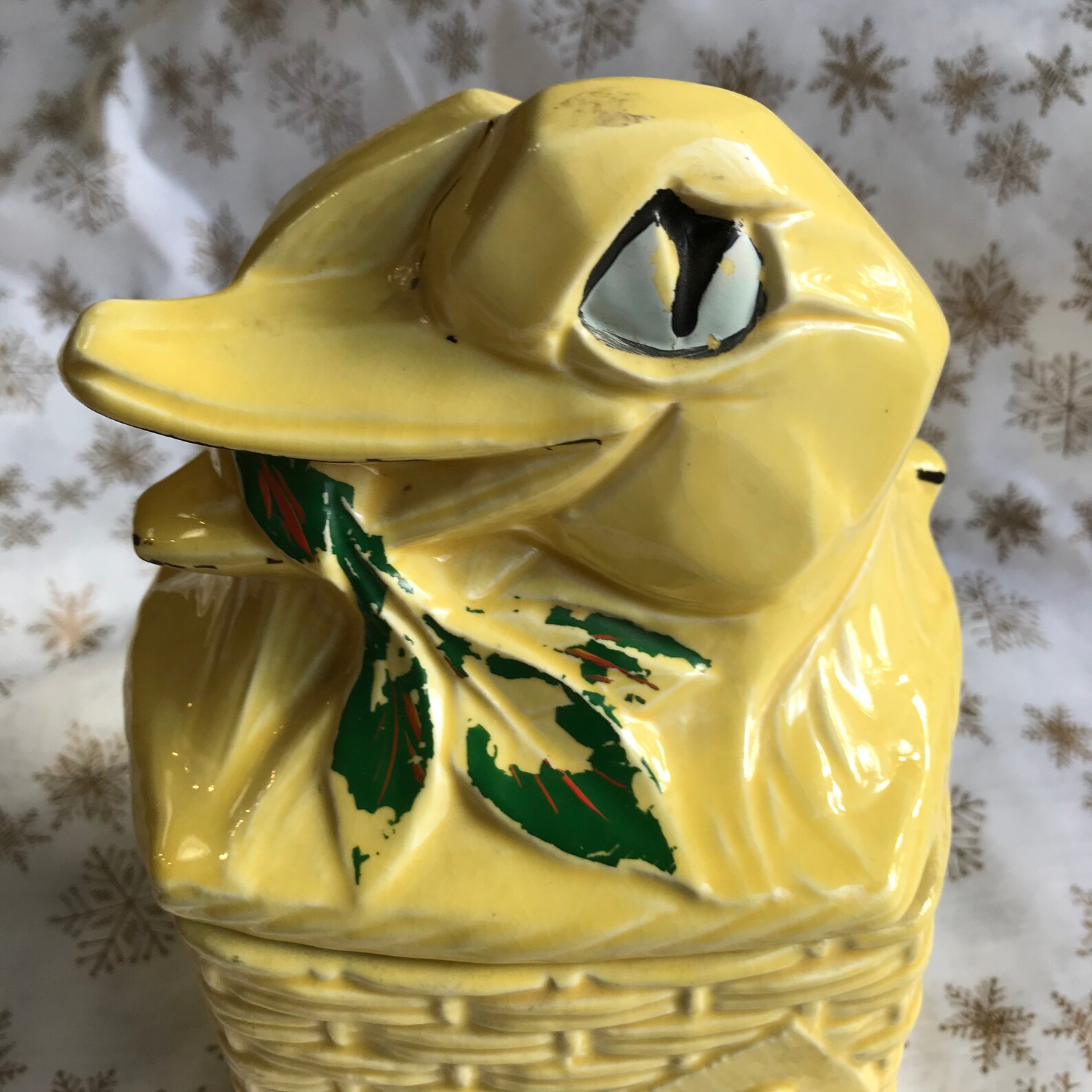 1950s Vintage Mccoy 129 Yellow Duck With Basket Cookie Jar Etsy