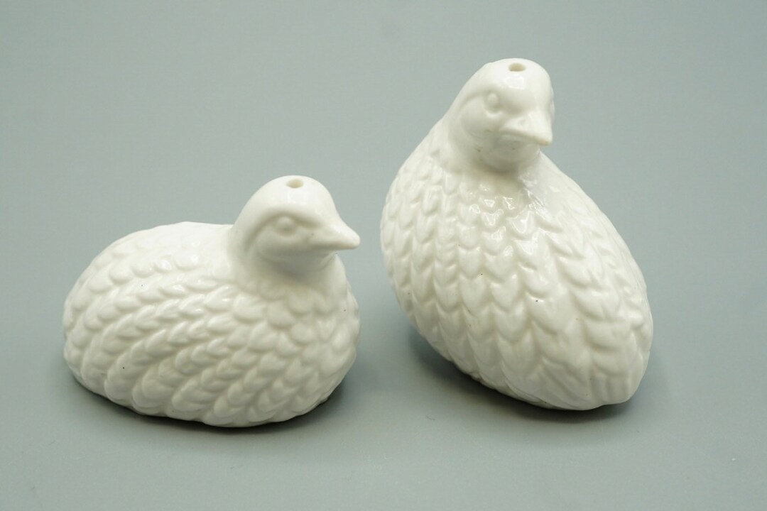 White Quail Salt and Pepper Shakers, Previously Owned Etsy
