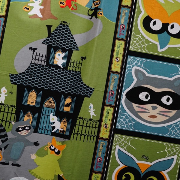 Halloween Fabric; Costume Club by Sheri Berry for Lyndhurst; Blue, Green, Gold and Black Colors; 44” x 24” Vertical Panel; Previously Owned