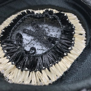 1960s Raffia Hat with Black Lace and Bows image 5