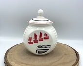 Anchor Hocking Vitrock Grease Jar with Lid Vintage Milk Glass Canister Fire King Jar Vintage 1940s
