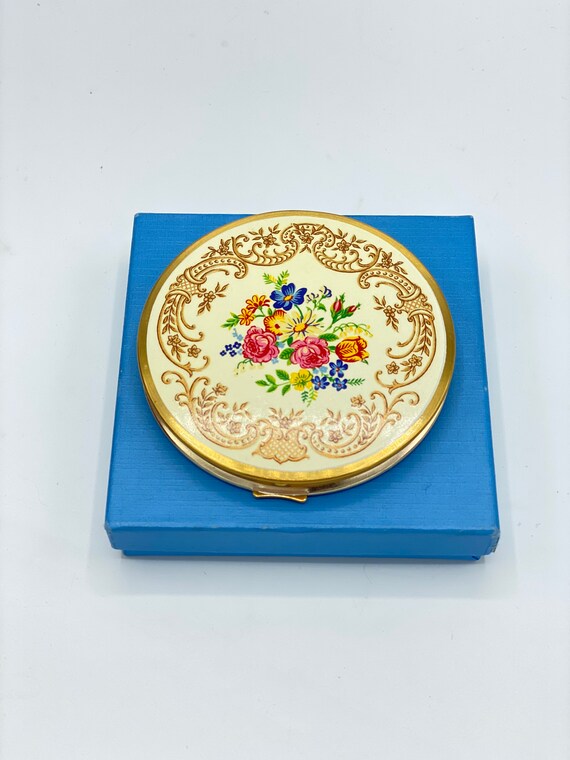 Vintage Floral Compact Made in England, Vintage Fl