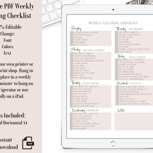 Editable Weekly Cleaning Schedule Printable Cleaning | Etsy