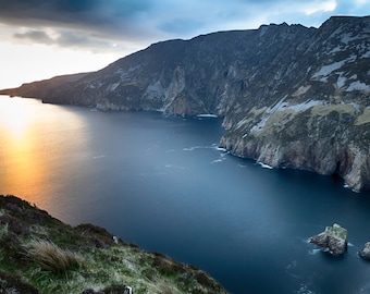 Original Foto Irland Sonnenuntergang Slieve Liga, Meer, Donegal, digitaler Download, horizontal, Wandkunst