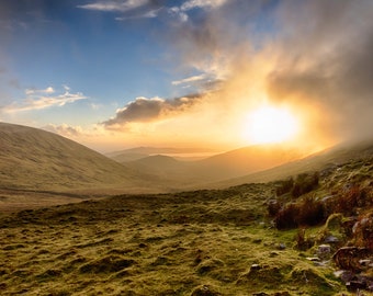 Original Foto Irland Sonnenuntergang in Connor Pass, digitaler Download, horizontal, Wandkunst