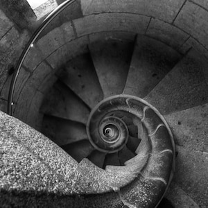 Original Photo Sagrada Familia, Nautilus Staircase, Gaudi, Barcelona, Spain, digital download, wall art