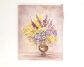 Antique Floral Oil Painting Oil Signed Canvas Victorian Floral Painting Large 20x16 quot
