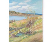 Vintage Landscape Oil Painting, Large Original Signed