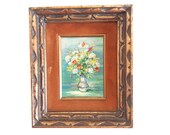Vintage Antique Flower Painting Signed Original Oil Framed Vintage Floral, Flowers in Ornate Gold Frame Victorian Wall Decor